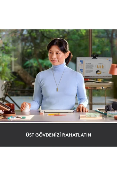 logitech Lift Sessiz Kablosuz Ergonomik Dikey Mouse - Beyaz 910-006475 - Resim 4