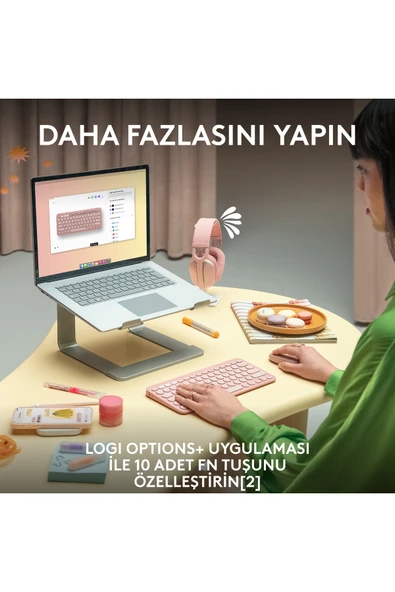 logitech K380s Pebble Keys 2 Çoklu Cihaz Özellikli Bluetooth Türkçe Q Klavye - Siyah 920-011859 - Resim 7