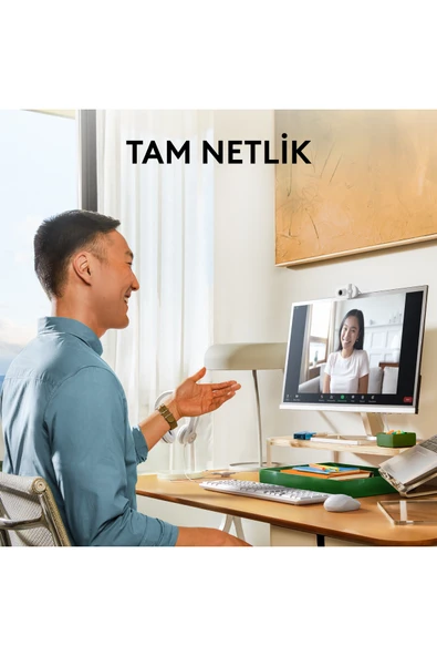 logitech BRIO 100 Full HD 1080p Gizlilik Kapaklı Mikrofonlu Web Kamerası - Beyaz - Resim 2