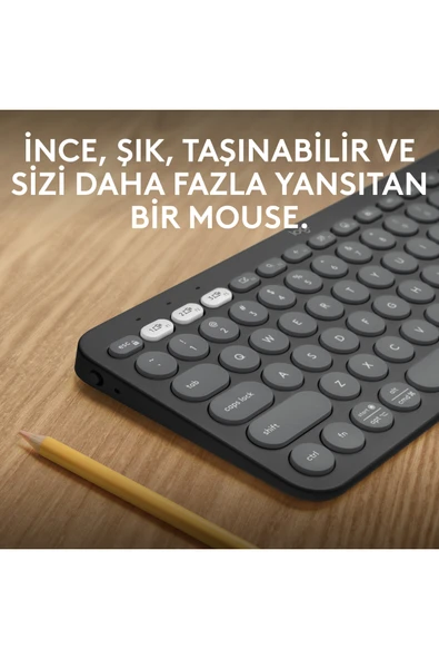 logitech K380s Pebble Keys 2 Çoklu Cihaz Özellikli Bluetooth Türkçe Q Klavye - Siyah 920-011859 - Resim 2