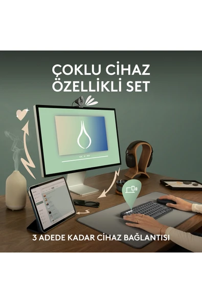 logitech Pebble 2 Combo Çoklu Sessiz Kablosuz Türkçe Q Klavye Mouse Seti - Grafit 920-012245 - 3