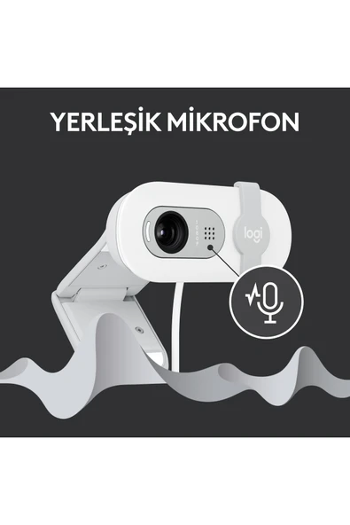 logitech BRIO 100 Full HD 1080p Gizlilik Kapaklı Mikrofonlu Web Kamerası - Beyaz - Resim 5