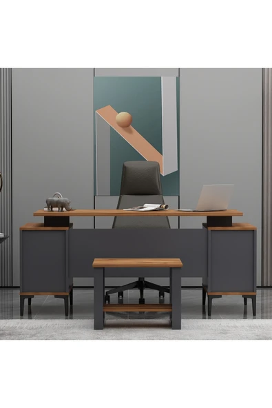 Betroya Branco Sehpalı Ofis Takımı (Koltuk Ve Aksesuarlar Dahil Değildir), Sehpalı Çalışma Masası Takım - Resim 5