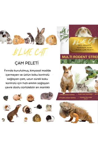 BLUECAT Çam Peleti Tavşan Kumu Net 20 kg - 40 lt - Topaklanmayan %100 Organik - 2