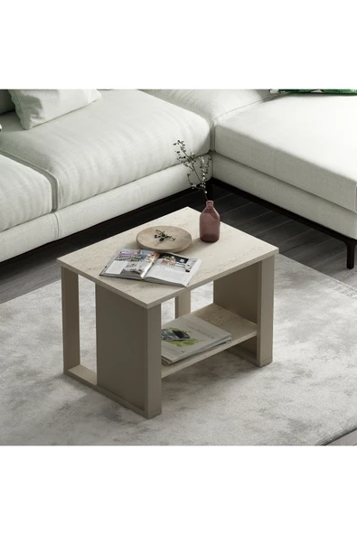 Betroya Boss Ofis Sehpası Kumtaşı Traverten, Orta Sehpa, Dekoratif Sunum Sehpası - Resim 4