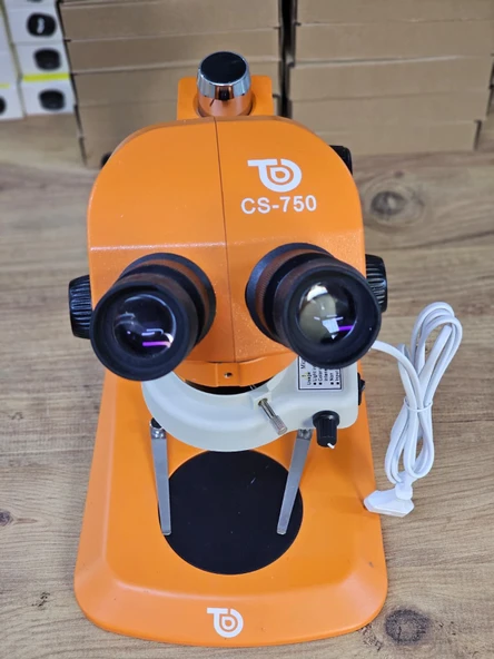 CS-705 Profosyonel Analog Mikroskop Büyüteç 5x Mercekli Işıklı Ekransız - Turuncu - 3