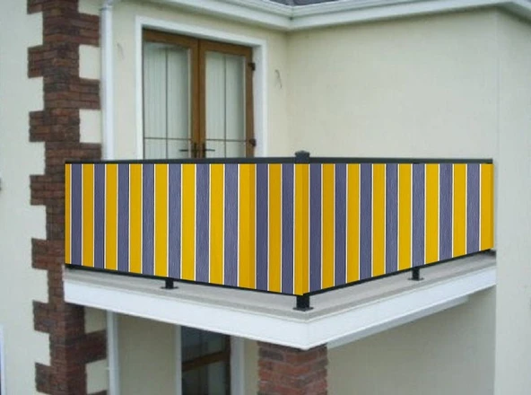 CEYLAN Home Balkon Demir Perdesi Bağcıklı Sarı Gri Ölçü Seçenekli - Resim 2