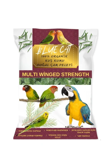 BLUECAT Çam Peleti Kuş Kumu Net 5 kg - 10 lt - Topaklanmayan %100 Organik Çam Peleti Kuş Kumu - 1