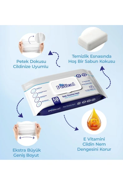 Vücut Temizleme Havlusu 50'li 6 Paket 300 Adet Havlu - 2