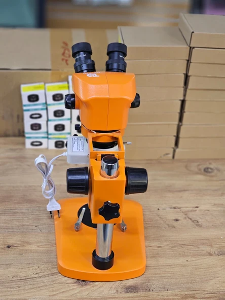 CS-705 Profosyonel Analog Mikroskop Büyüteç 5x Mercekli Işıklı Ekransız - Turuncu - 4