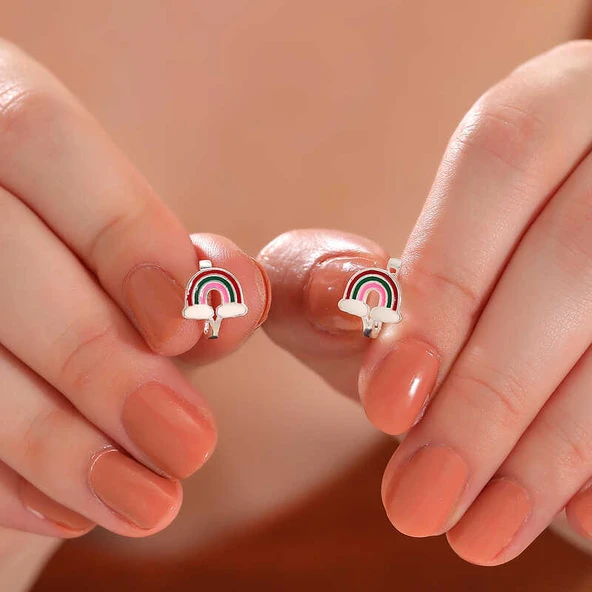 Gümüş Gökkuşağı Çocuk Küpe - 2