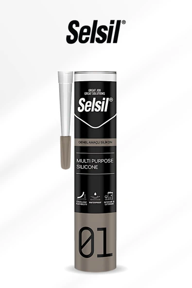 Selsil 280GR Şeffaf Silikon Mastik, Su Geçirmez Yapıştırıcı ve Dolgu, Esnek Sızdırmazlık ürün görseli