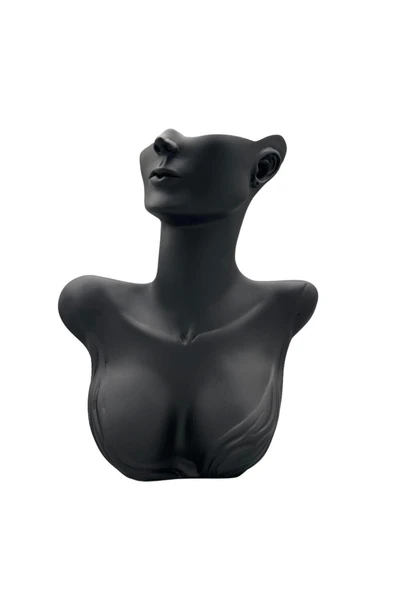 Polyester Malzeme Siyah Renk 33 / 26 cm Takı Sergileme Mankeni - Resim 3