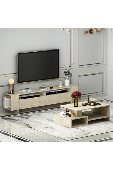 Betroya Angel TV Ünitesi ve Dux Orta Sehpa Salon Takımı - Traverten ürün görseli