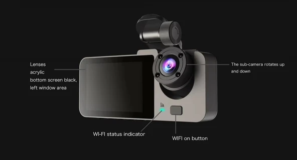 Leerfei 3 Kameralı Araç İçi Kamera Sd Kart Destekli Kamera Y15 - (Hafıza Kartı Dahil Değildir) - 5