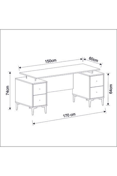 Betroya Branco Sehpalı Ofis Takımı (Koltuk Ve Aksesuarlar Dahil Değildir), Sehpalı Çalışma Masası Takım - Resim 2