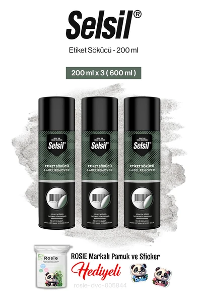 Selsil 3'lü Etiket Sökücü, 200 ml ve rosie pamuk ürün görseli