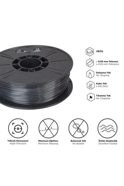 MASTERPOL PET G Siyah 1 KG 1.75 MM 3D YAZICILAR İÇİN ( FLEMENT FILEMENT FLAMENT )PET-G Petg - 2