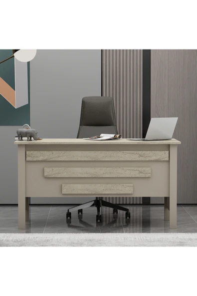 Betroya Orion Ofis Makam Çalışma Masası Kumtaşı Traverten (Sandalye Dahil Değildir) - Resim 3