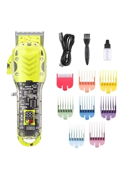 Renkli Profesyonel Tıraş Makinesi USB Şarjlı Saç Kesme Makinesi - Resim 4