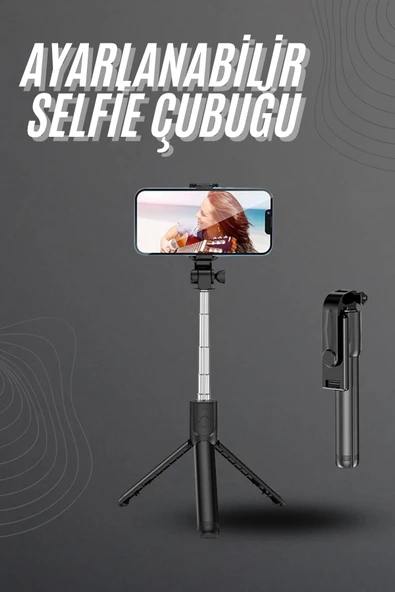 Selfie Çubuğu Tripod Bluetooth Kumandalı Selfie Çubuğu Telefon Tutucu ürün görseli 1