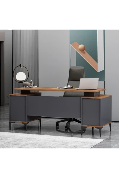 Betroya BRANCO Ofis Masası Antrasit Kemençe (Sandalye Dahil Değildir) - Resim 4