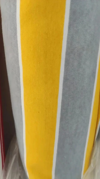 CEYLAN Home Balkon Demir Perdesi Kuş Gözü Sarı Gri Çizgili Ölçü Seçenekli - 3