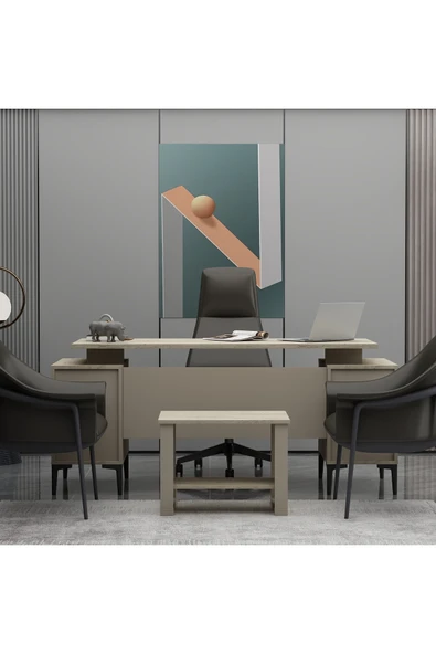 Betroya Branco Sehpalı Ofis Takımı (Koltuk Ve Aksesuarlar Dahil Değildir), Sehpalı Çalışma Masası Takım - Resim 5