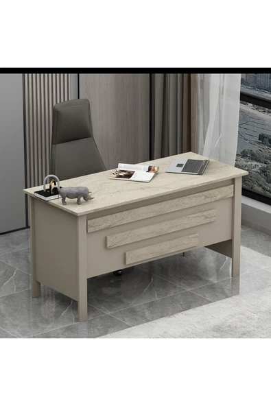 Betroya Orion Ofis Makam Çalışma Masası Kumtaşı Traverten (Sandalye Dahil Değildir) - Resim 6