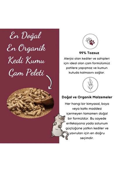 BLUECAT Çam Peleti Kedi Kumu Net 10 kg - 20 lt - Topaklanmayan %100 Organik - 5