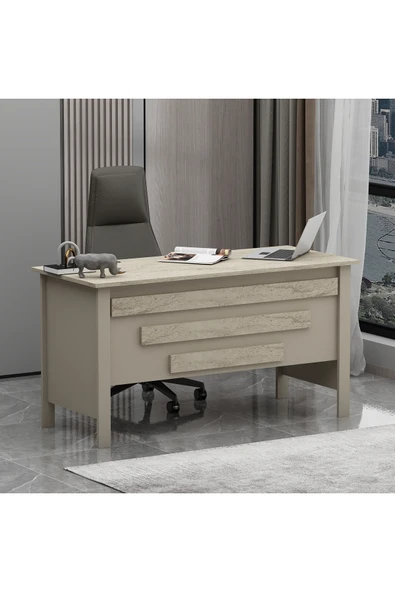 Betroya Orion Ofis Makam Çalışma Masası Kumtaşı Traverten (Sandalye Dahil Değildir) - Resim 4