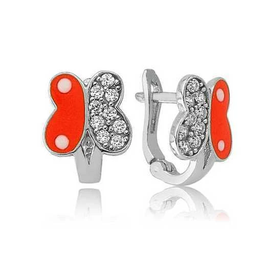 Gümüş Turuncu Kelebek Çocuk Küpesi ürün görseli 1