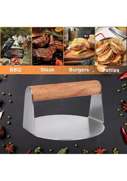 Özbir Çelik Smash Burger Hamburger Presi 12 Cm Yuvarlak 304 Kalite - 2