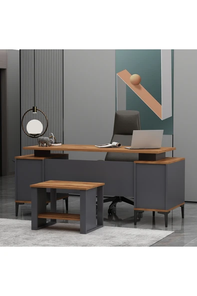 Betroya Branco Sehpalı Ofis Takımı (Koltuk Ve Aksesuarlar Dahil Değildir), Sehpalı Çalışma Masası Takım - Resim 4