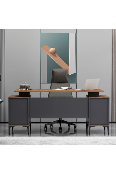 Betroya BRANCO Ofis Masası Antrasit Kemençe (Sandalye Dahil Değildir) - Resim 3