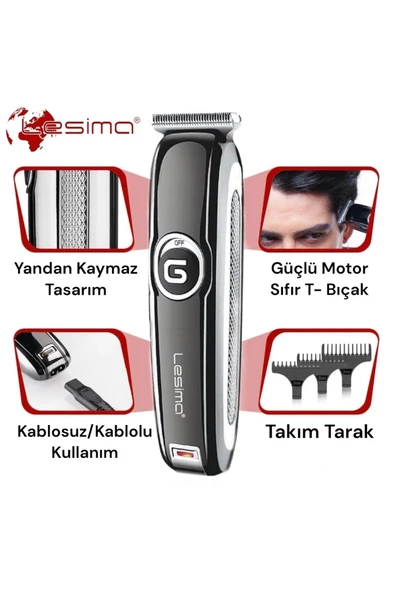 Lesima,Cobra Serisi Ense Sakal Kesim Sıfırlama Makinesi G MOdel T-Bıçak - Resim 5