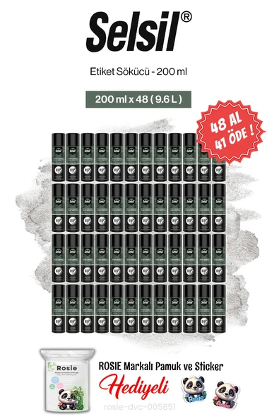 Selsil 200 ml, 48 AL 41 ÖDE Etiket Sökücü ve rosie pamuk ürün görseli