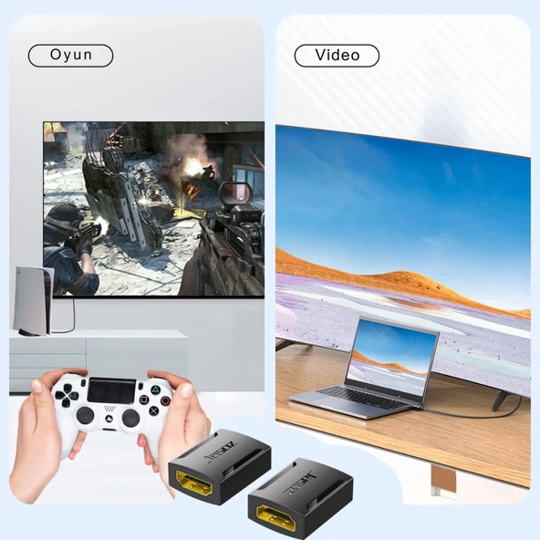 Polham 4K 60Hz Altın Kaplama HDMI Adaptörü | 2 HDMI Kablosunu Bağlar | Dayanıklı & Yüksek Performans - Resim 9