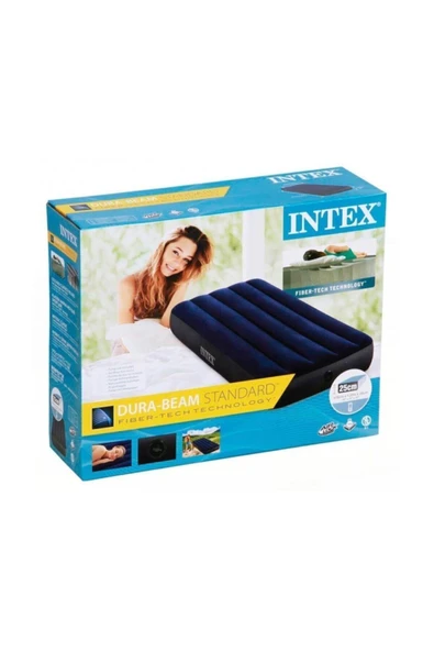 Intex Tek Kişilik Şişme Yatak Lacivert - Resim 4