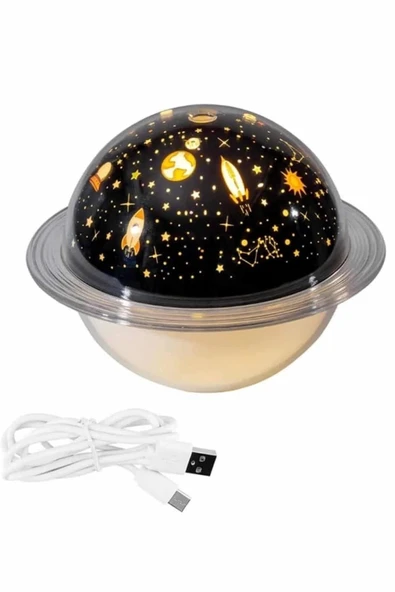 Aromaterapi Hava Nemlendirici Gece Lambası Uzay Model Satürn Oda Kokusu - Resim 3