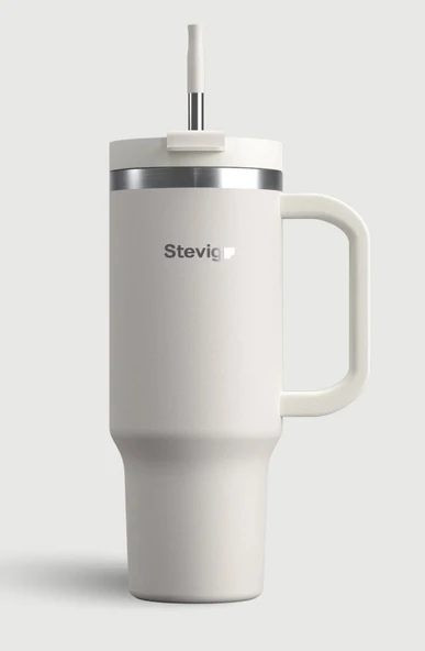 Stevig ST-242 2 Moods Tuck-In Tumbler Sızdırmaz Çelik Termos 900ML White Sand - 4