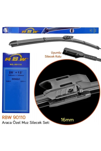 Rbw 90110 Renault Clio 5 2020+ 28+12 Inç / 700+300 Mm Muz Silecek Seti - Resim 3