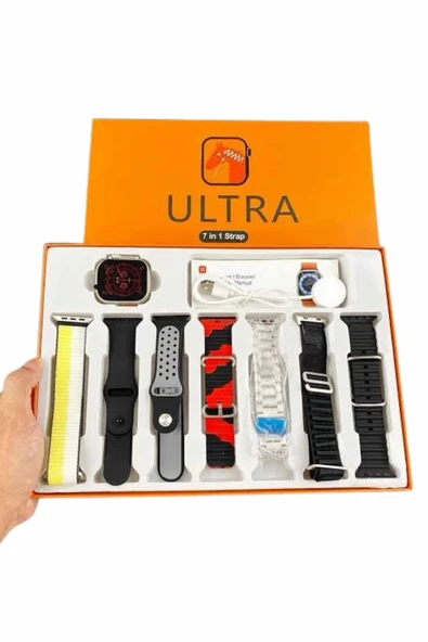 7 Kordonlu Akıllı Saat Plastik Kordon Hasır Kordon Çelik Kordon - Resim 5