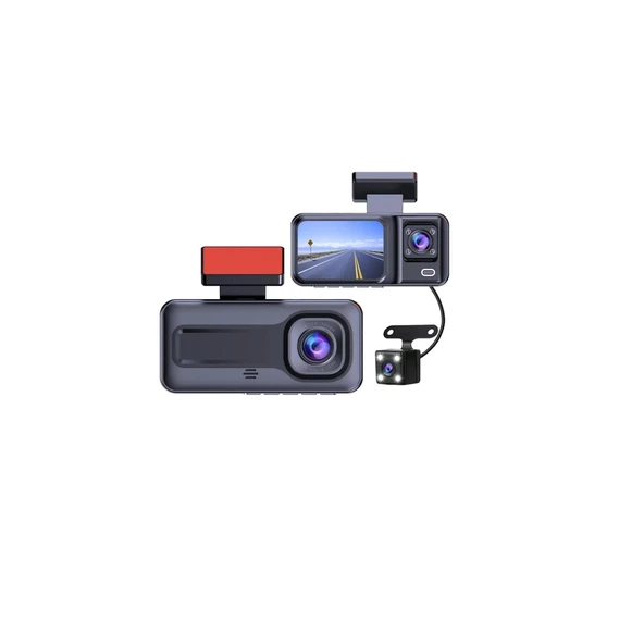 Vehicle 3 Kameralı Araç İçi Kamera Sd Kart Destekli Kamera A98 - (Hafıza Kartı Dahil Değildir) - 2