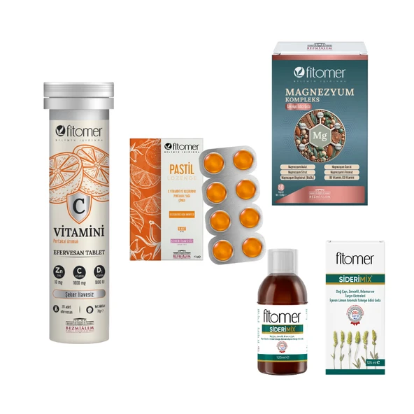 Fitomer Günlük Takviye Seti ( C Vitamin Efervesan  Magnezyum 60 Kapsül C Vitamini Pastil  Siderimix) - 1