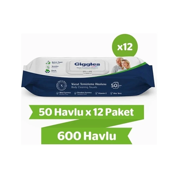 Vücut Temizleme Havlusu 50'li 12 Paket 600 Havlu - 1