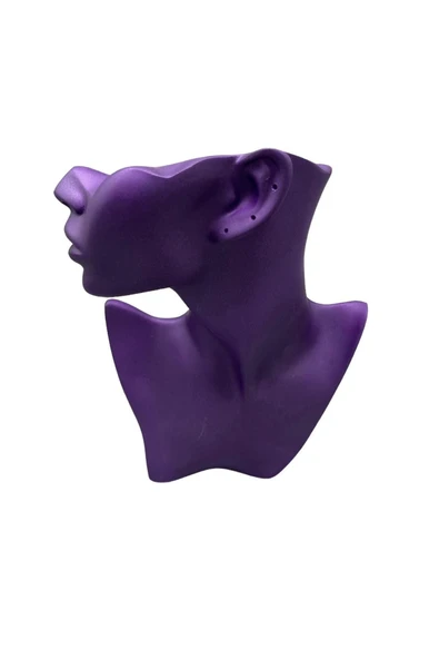 Polyester Malzeme Mor Renk 28 / 18 cm Takı Sergileme Mankeni - Resim 2