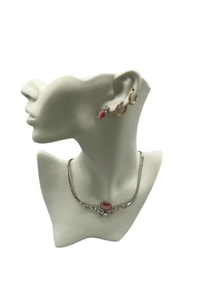 Polyester Malzeme Beyaz Renk 28 / 18 cm Takı Sergileme Mankeni - Resim 3