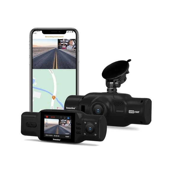 Leerfei 2 Kameralı Araç İçi Kamera Sd Kart Destekli Kamera M8 - (Hafıza Kartı Dahil Değildir)