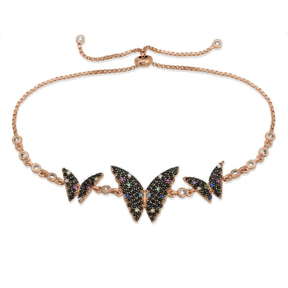 Gümüş Rose Kelebek Asansör Bileklik ürün görseli 1